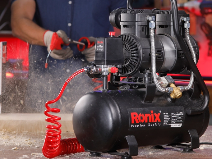 a Ronix air compressor in a workshop
