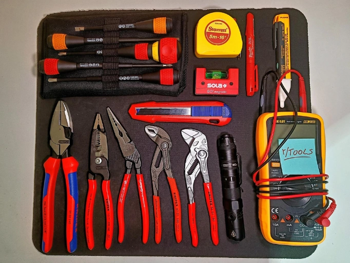 a set of insulated hand tools for electricians