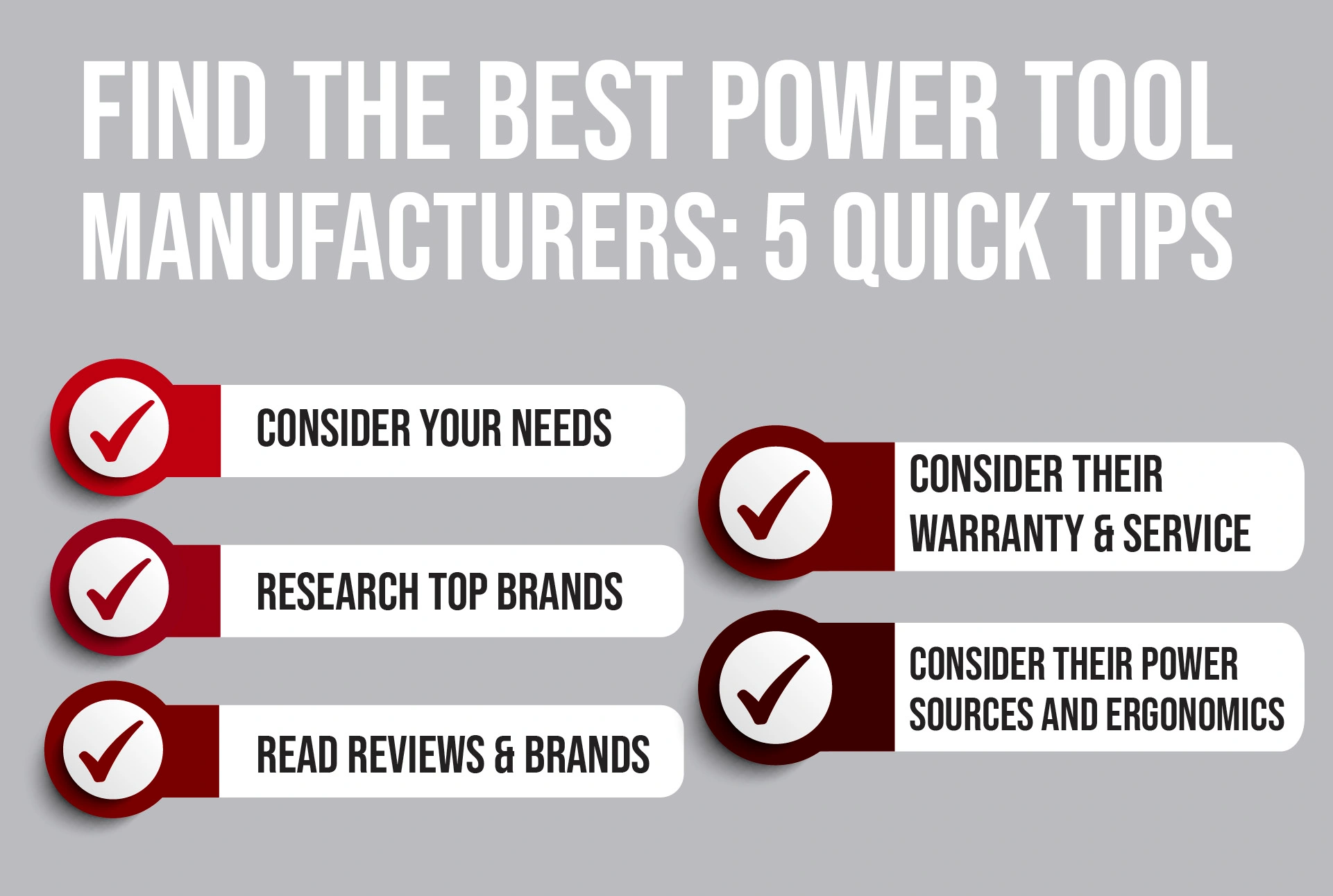 An Infographic about how to find the best power tool manufacturer