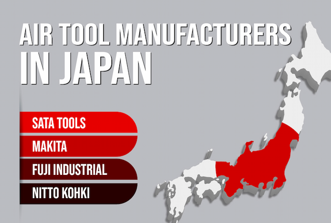 Infographics with text about the best pneumatic tool manufacturers in Japan