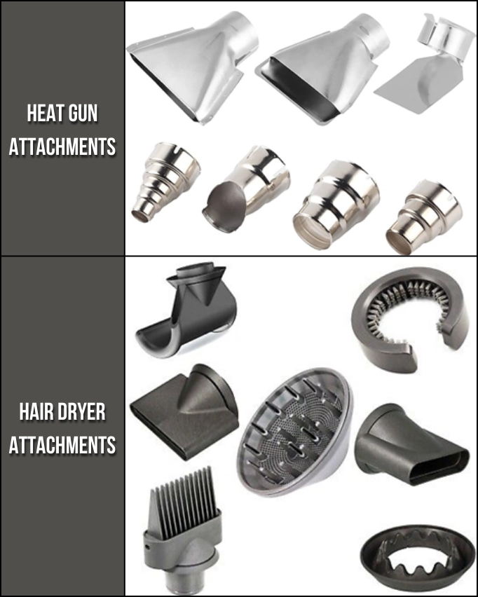 hair dryer vs. heat gun attachments