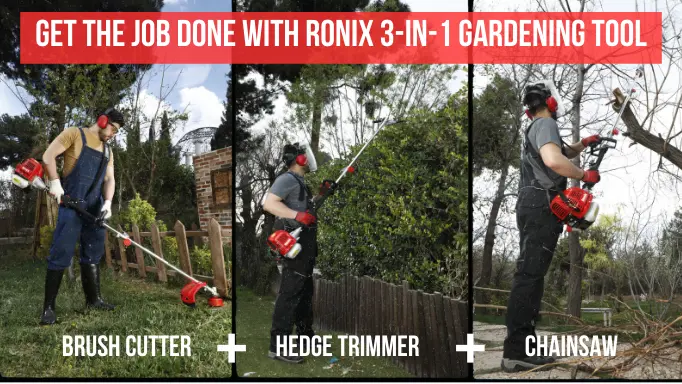 the 3 functions the Ronix multi-functional gardening tool combines