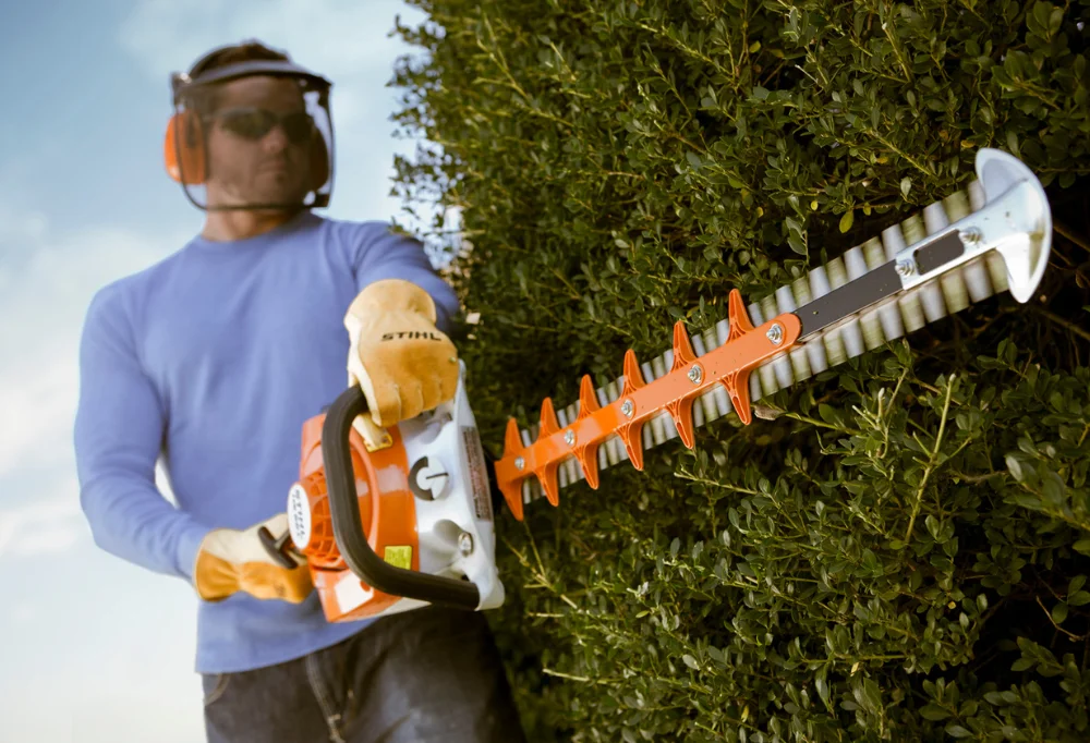 a professional gas-powered hedge trimmer