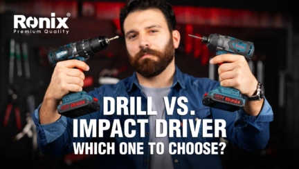 A drill driver and an impact driver are being held