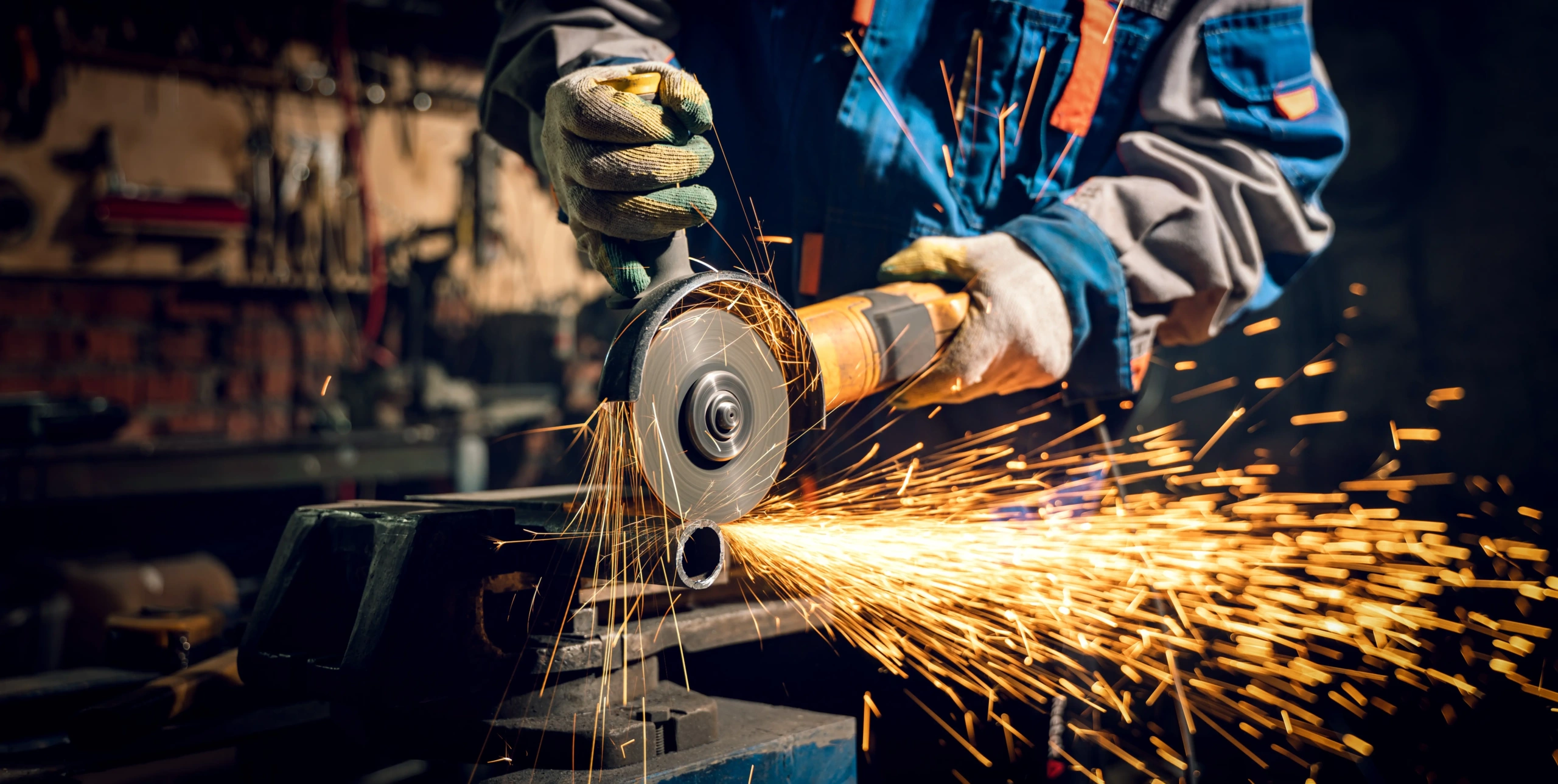 A man using an angle grinder