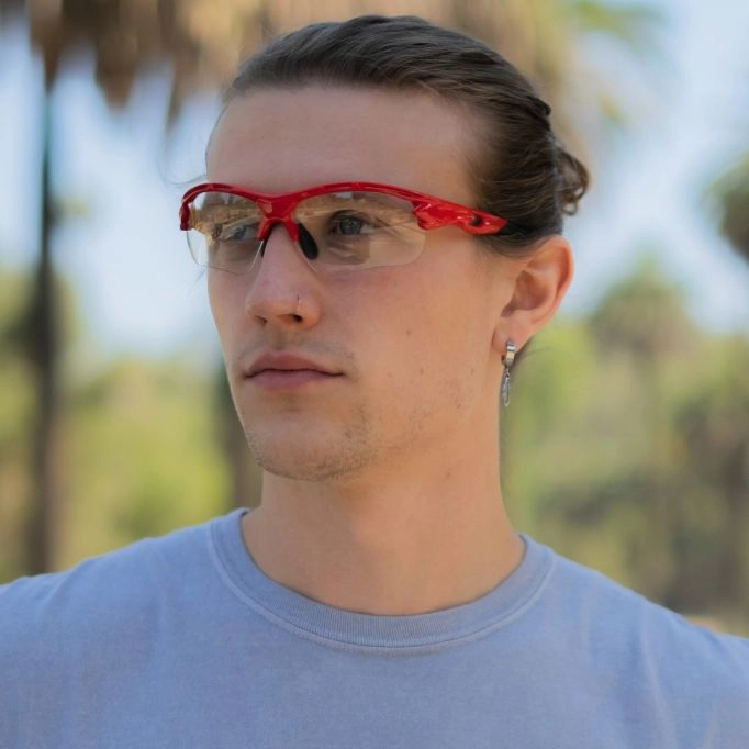 Image of someone wearing prescription safety glasses