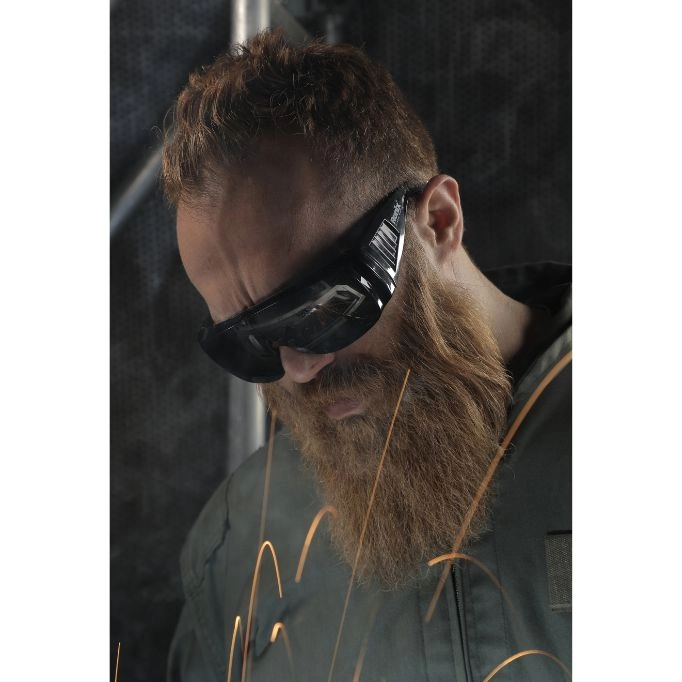 Picture of a person wearing safety glasses from the best safety glasses brand 