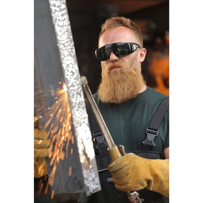 Picture of a person wearing safety glasses from the best safety glasses brand