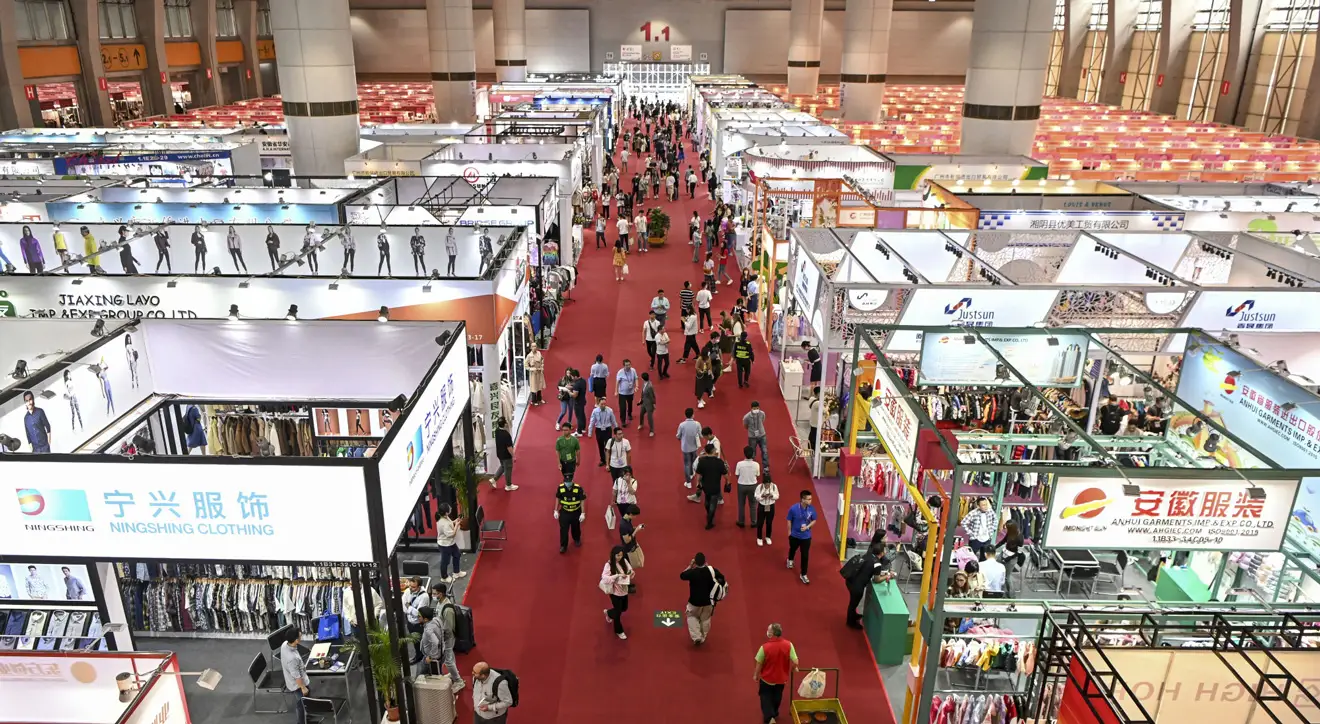 the upper view of the booths at the Canton Fair China