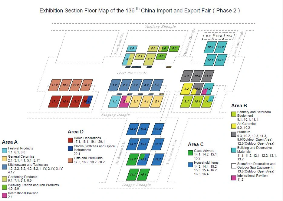 136th Canton Fair 2024 halls map in phase 2