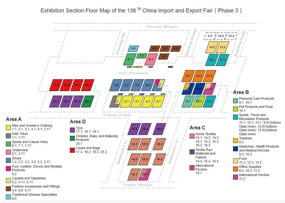 136th Canton Fair 2024 halls map in phase 3