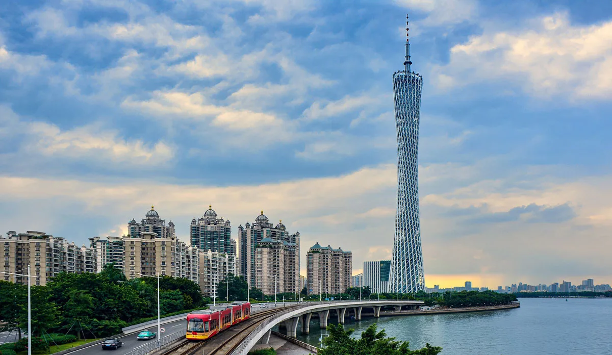 An overview of Canton tower in Guangzhou, China