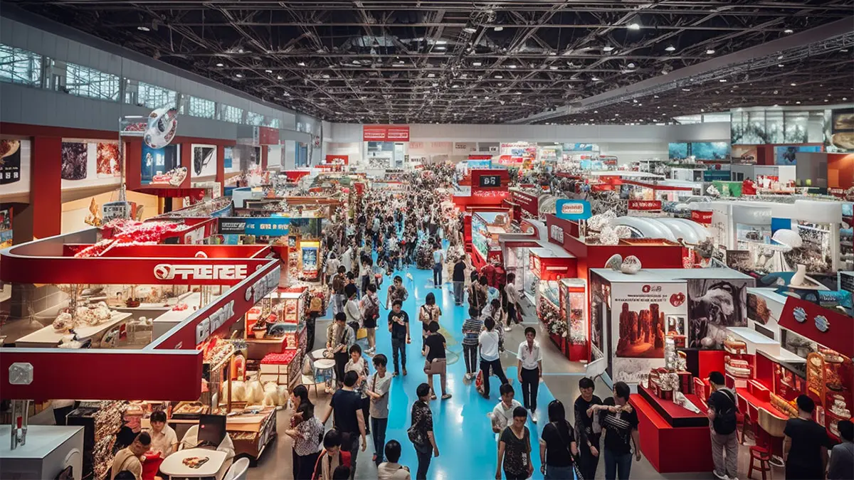  the crowd of people at Canton Fair hall