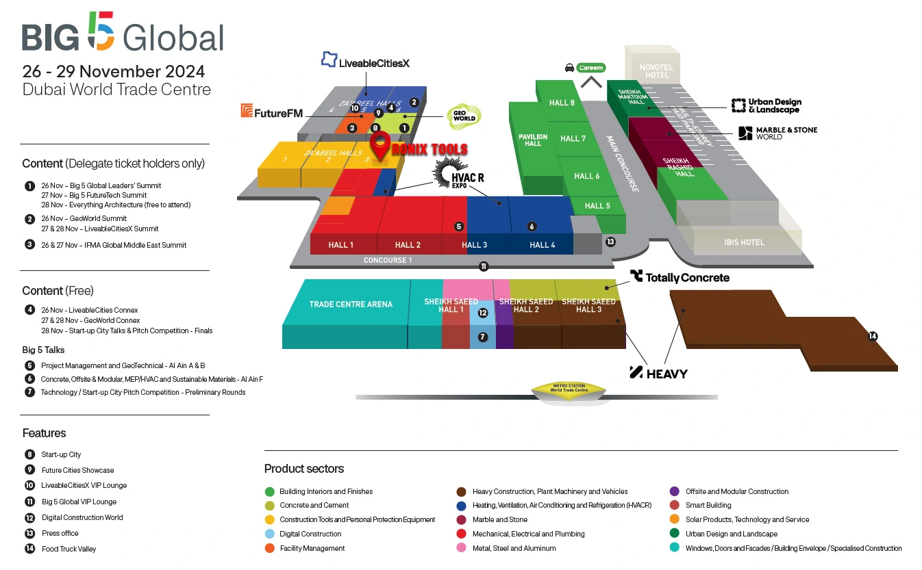 The map of big 5 Global hall plan