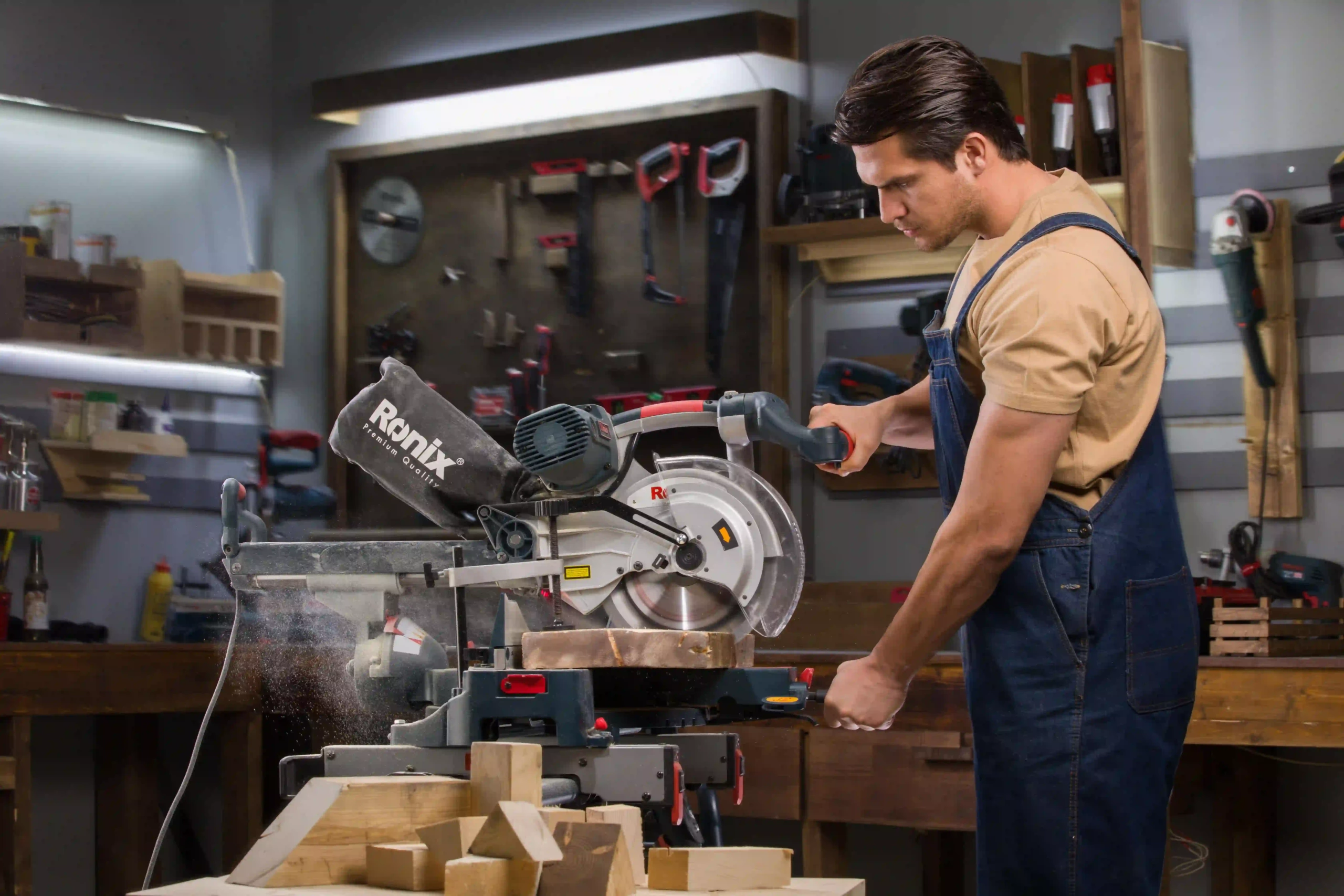 picture of a person working with a miter saw