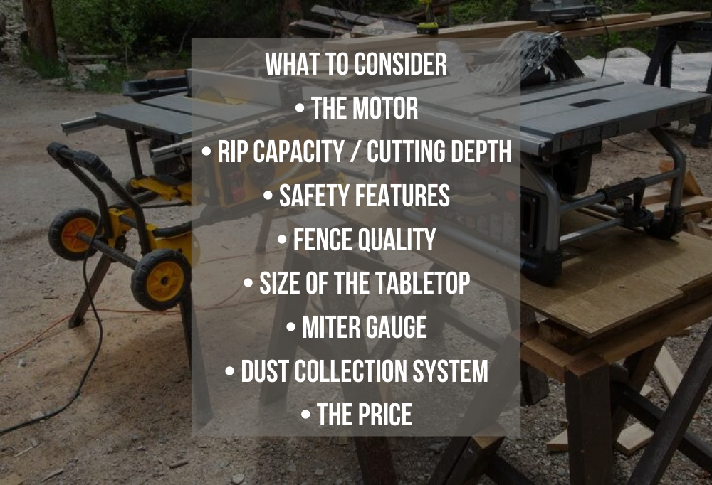 typography for things to consider when buying a table saw