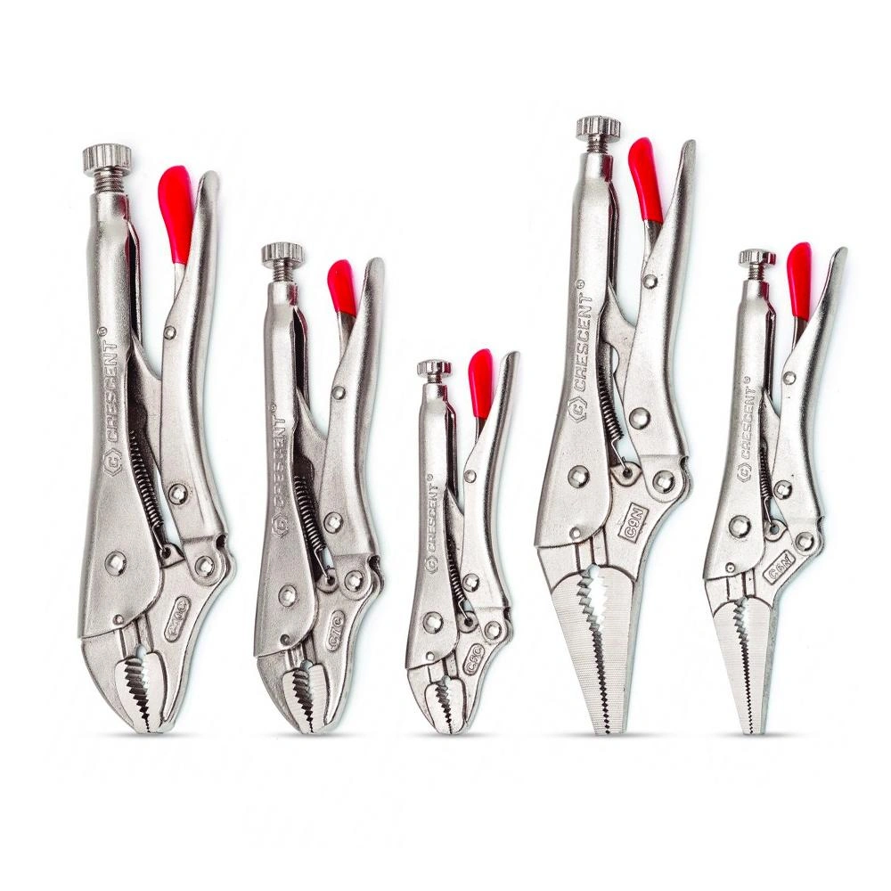 Crescent CLP5SETN-08, 5 Piece Curved and Long Nose Locking Plier Set