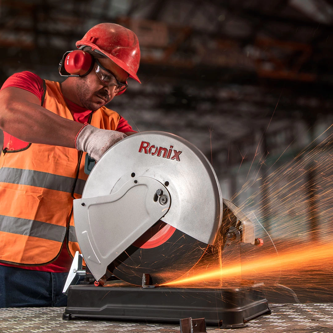 picture of a person using the Ronix chop saw