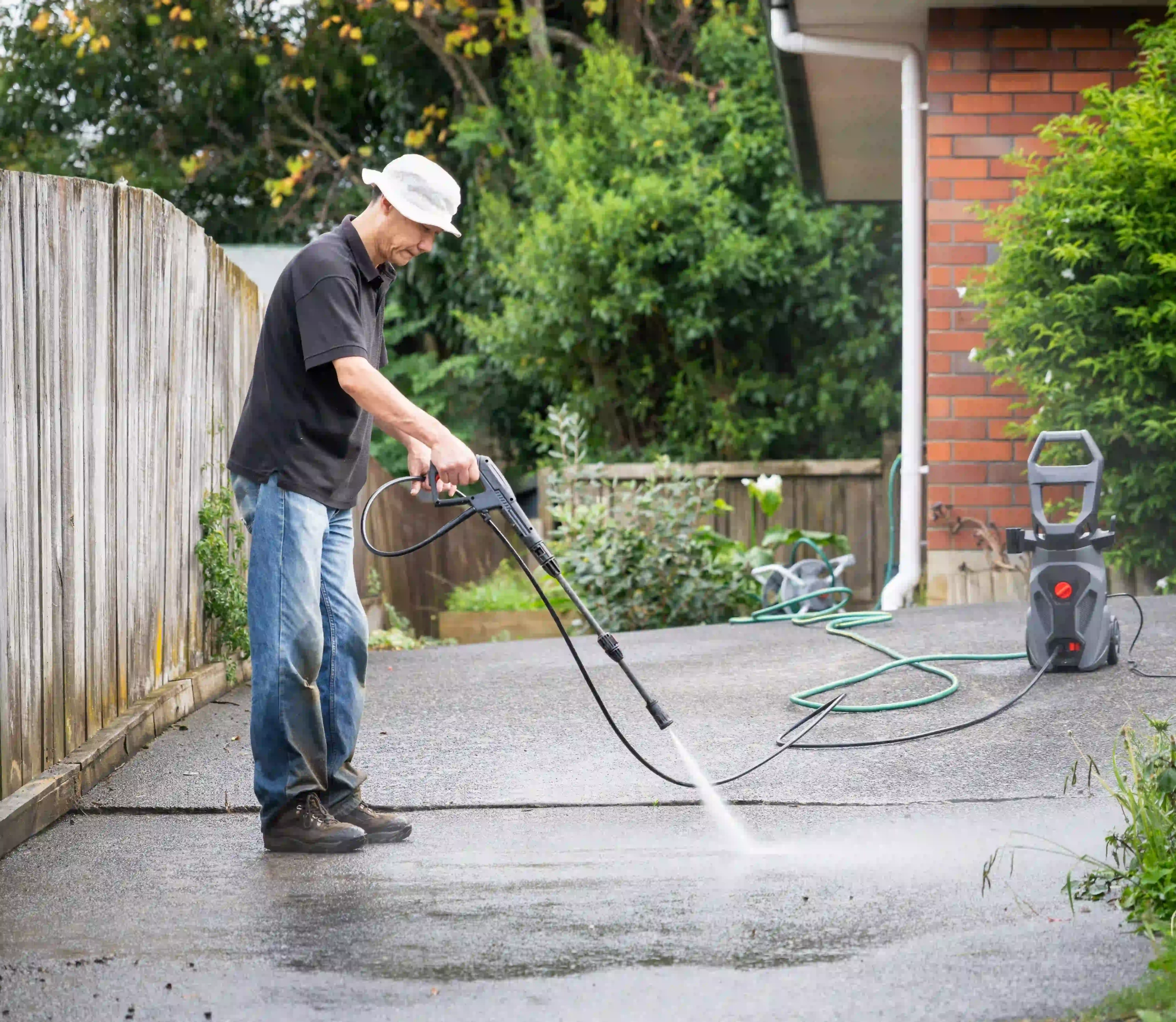 picture of a person using a pressure washer