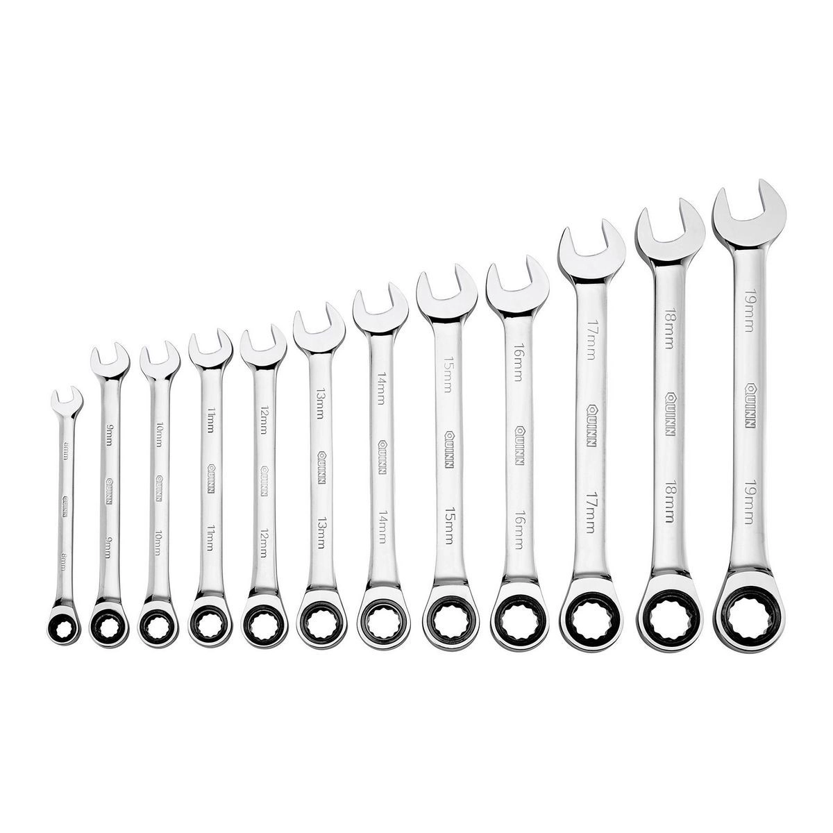 QUINN 100 Tooth Metric Ratcheting Combination Wrench Set 