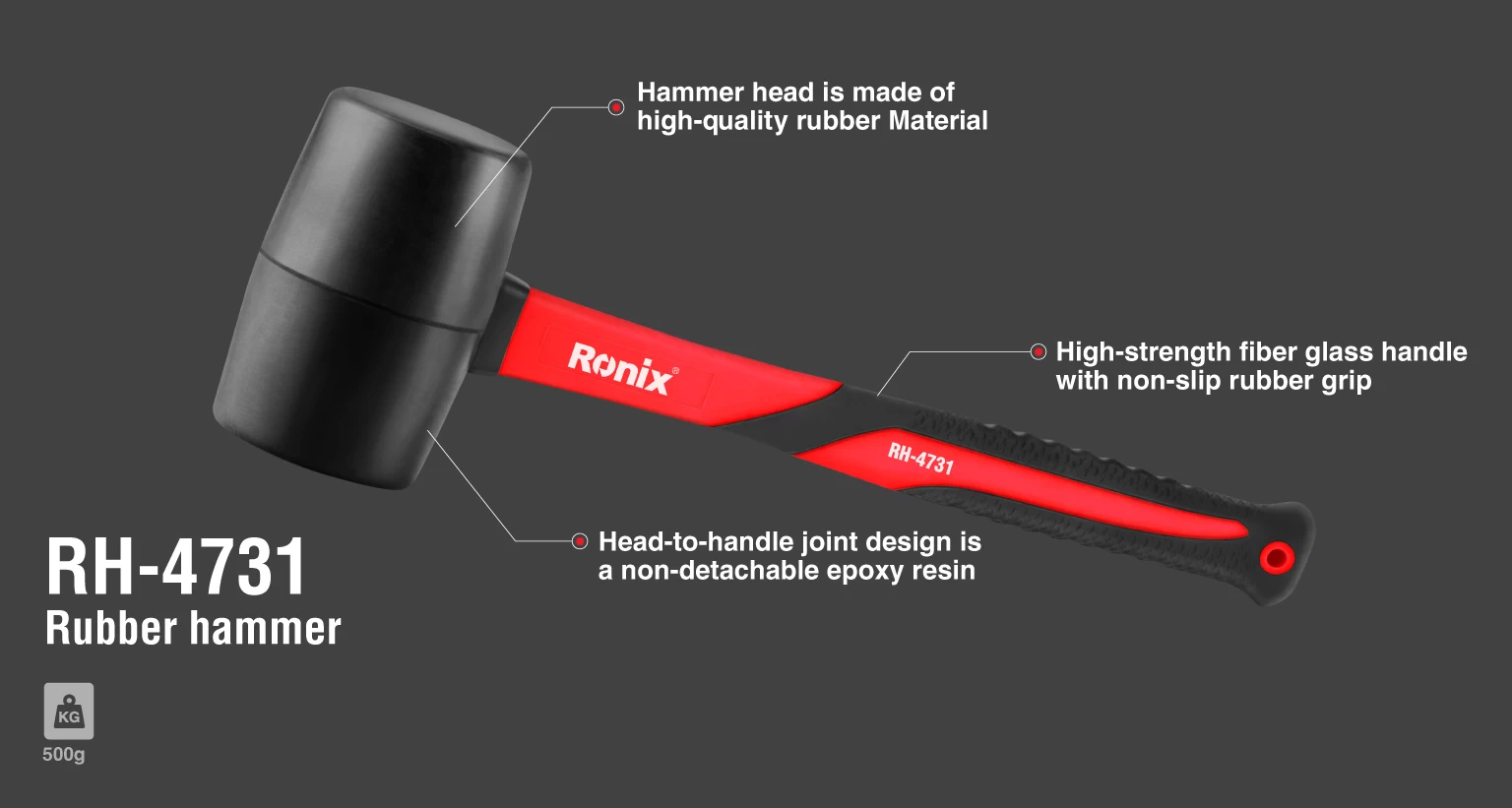 Ronix RH-4731 rubber hammer