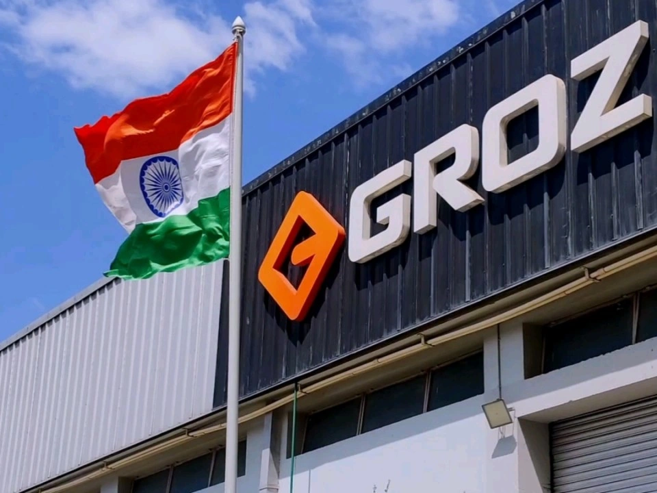Groz building with Indian flag and logo sign