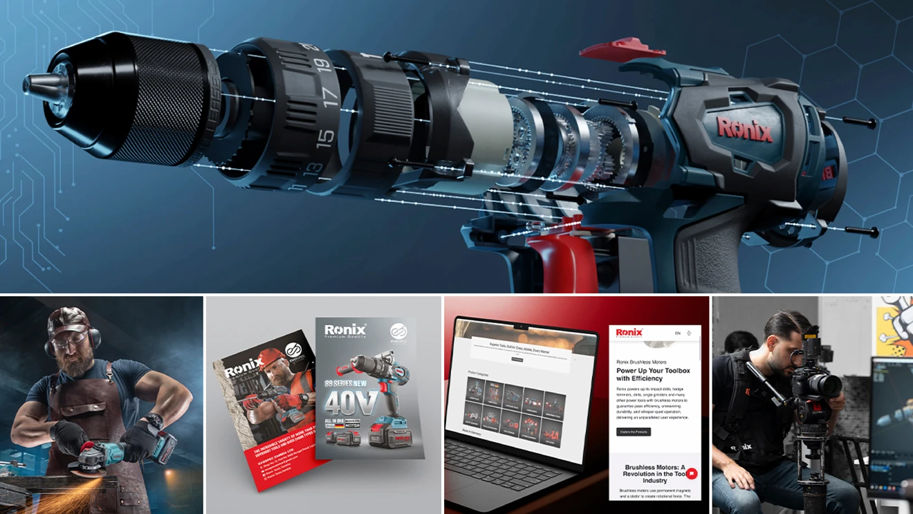 A collage photo showcasing the Ronix advertising services