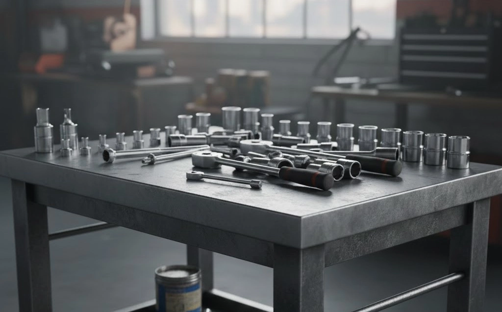 A picture of some sockets and ratchets