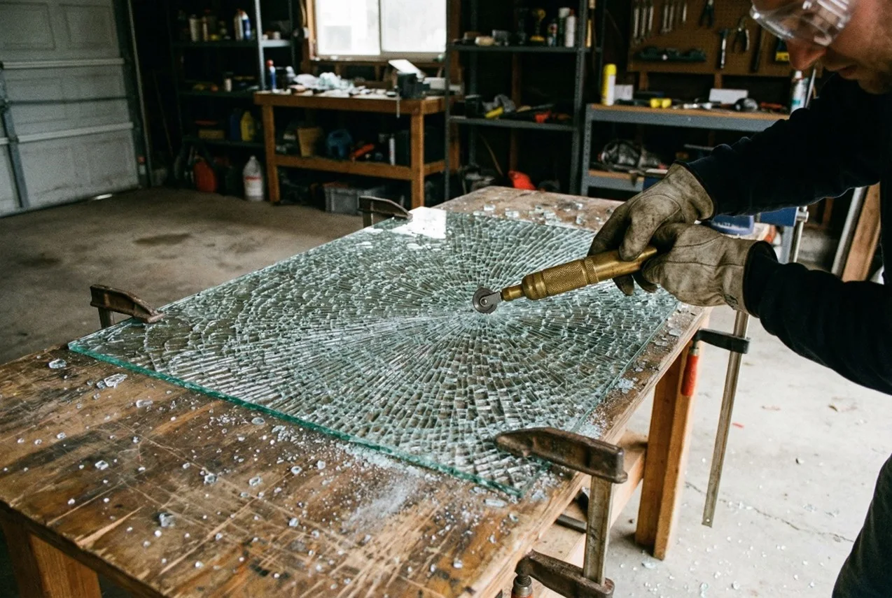 A Picture of Broken Tempered Glass