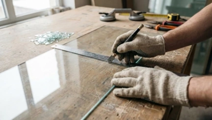 A Picture of a Tempered Glass Being Cut