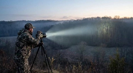 A Picture of a man Using a Hunting Spotlight