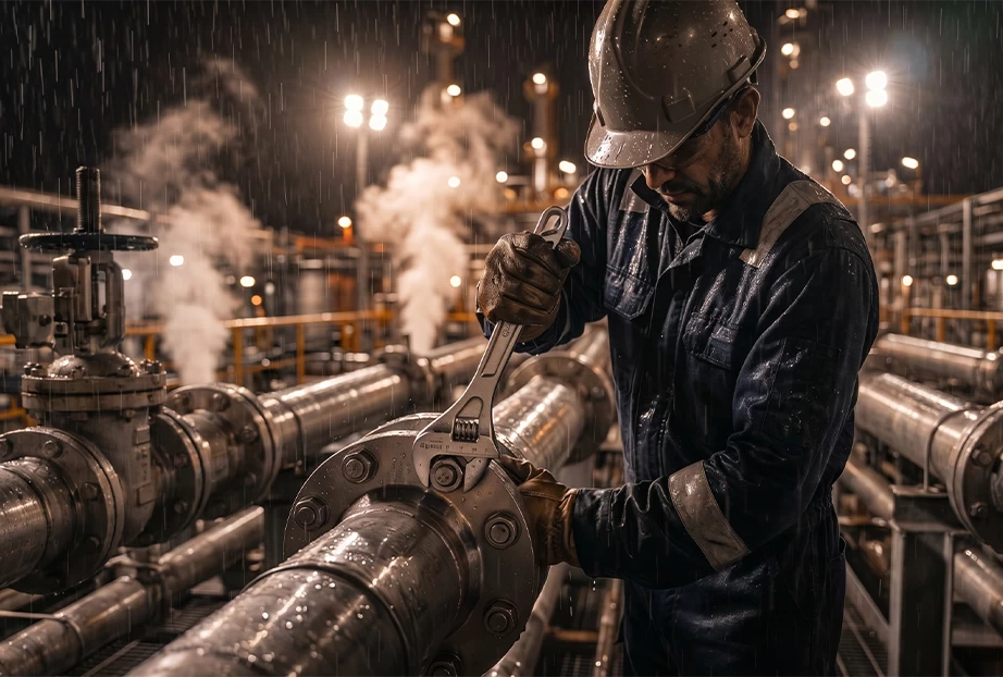 Picture of a worker working with ronix tools