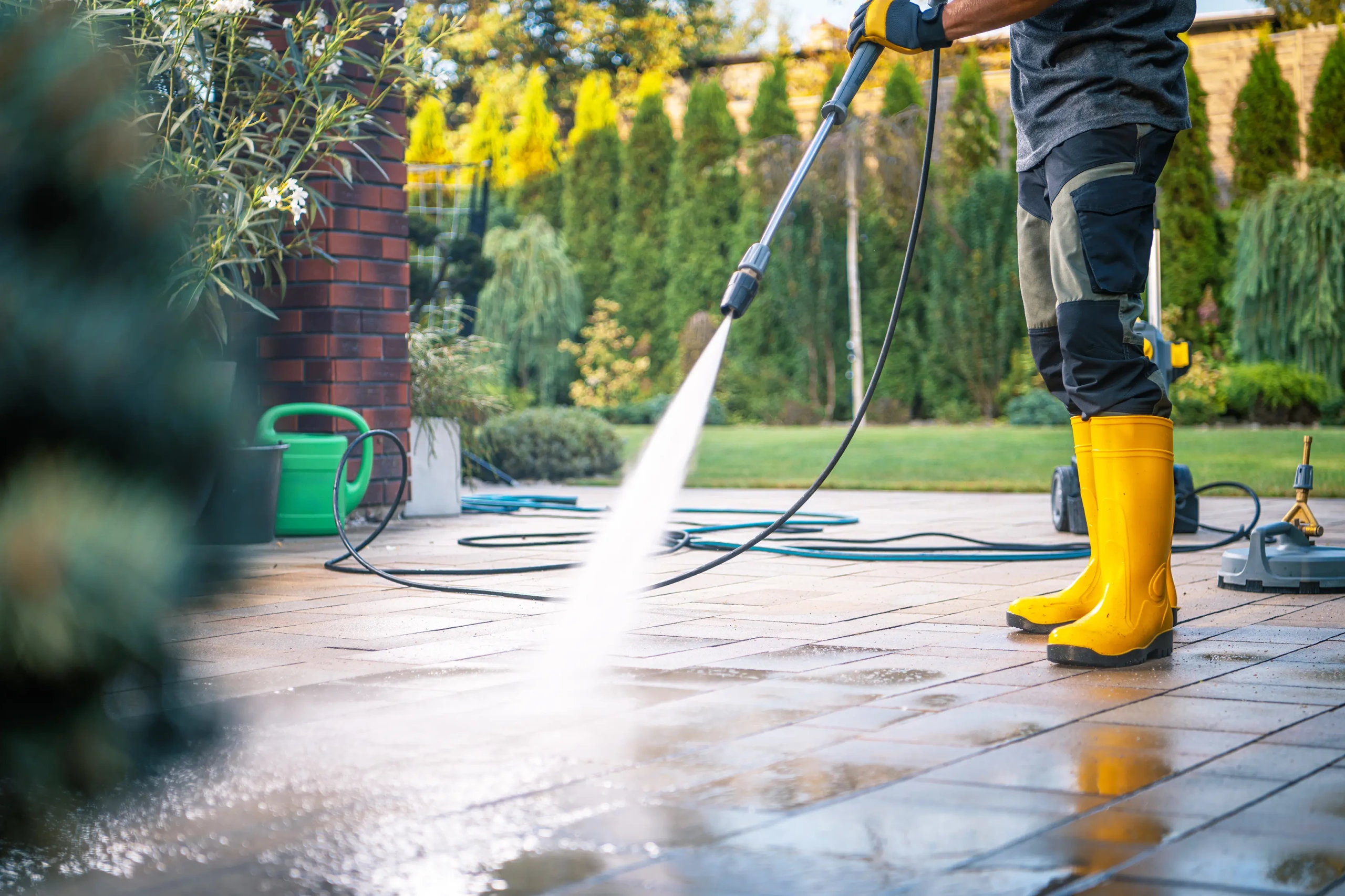 picture of a person using a pressure washer