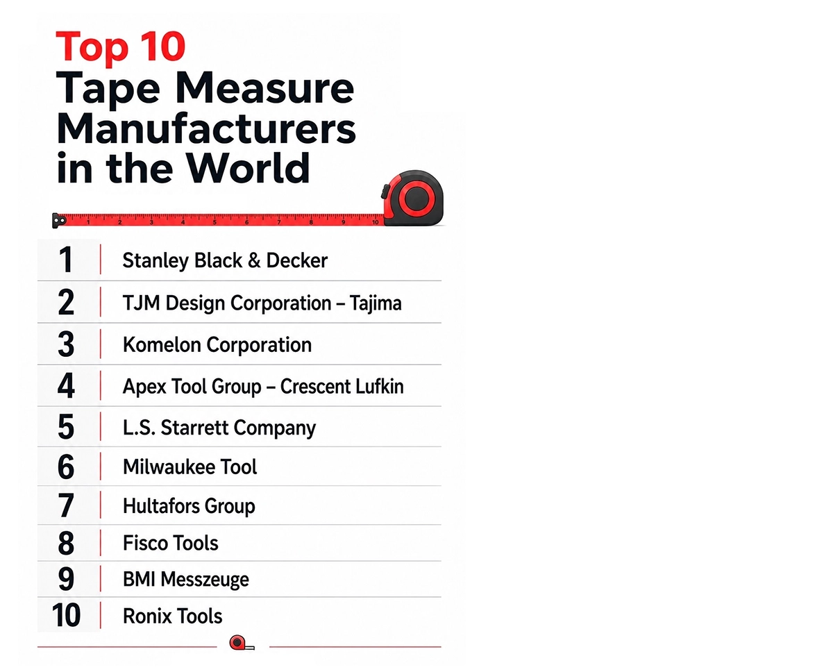 Infographic of the top 10 tape measure manufacturers