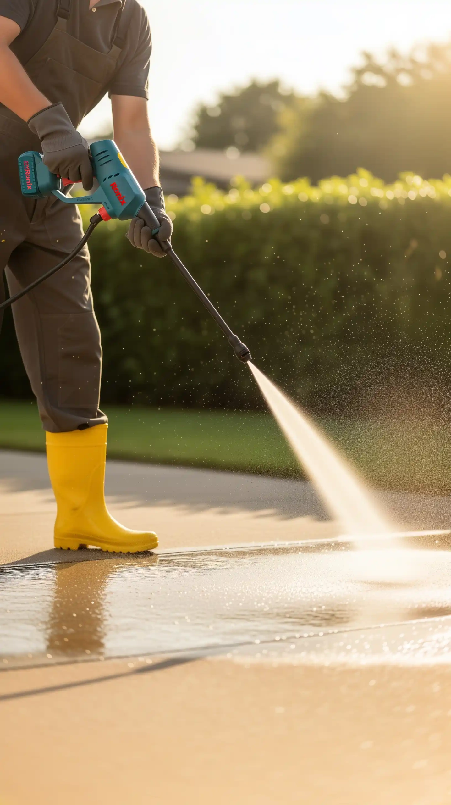 Picture of  a person using cordless garden tool 