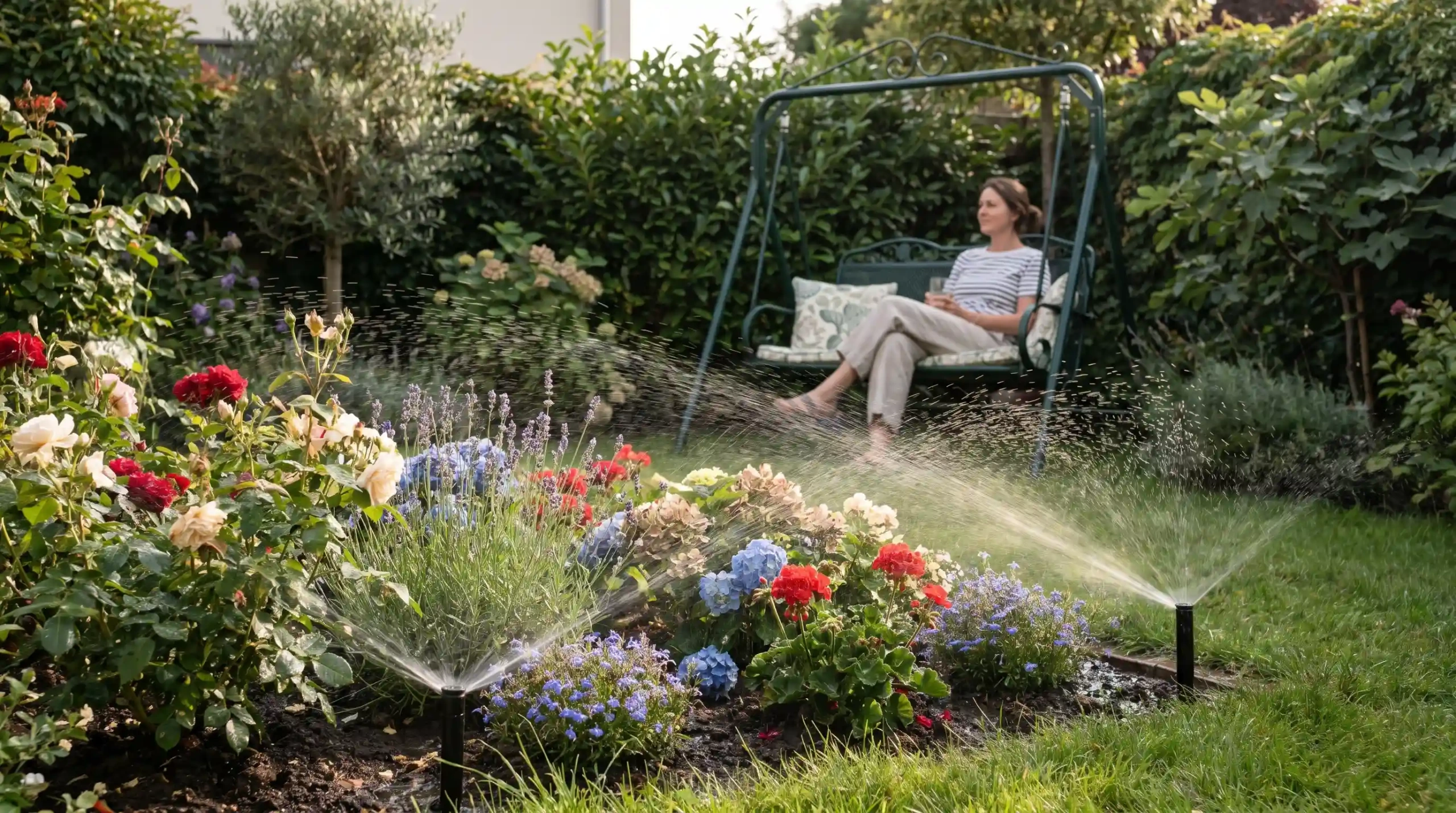 picture of a person enjoying a low-noise garden 