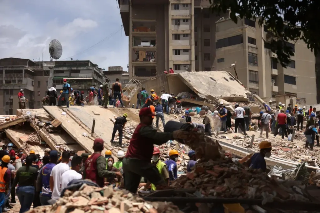 Equipos de emergencia y personal sanitario coordinando labores de rescate y asistencia en una zona afectada por el terremoto
