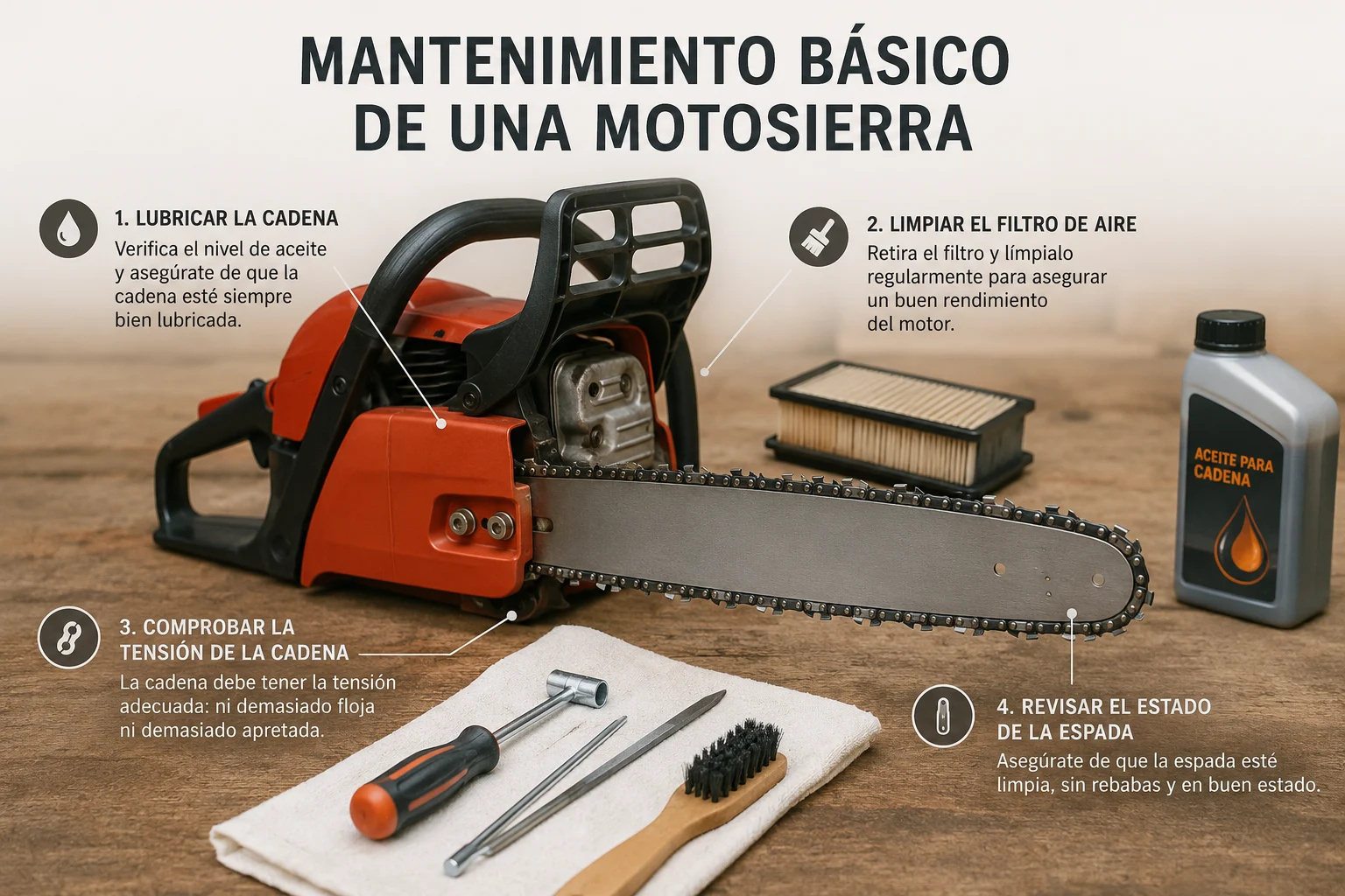 Mantenimiento básico de una motosierra