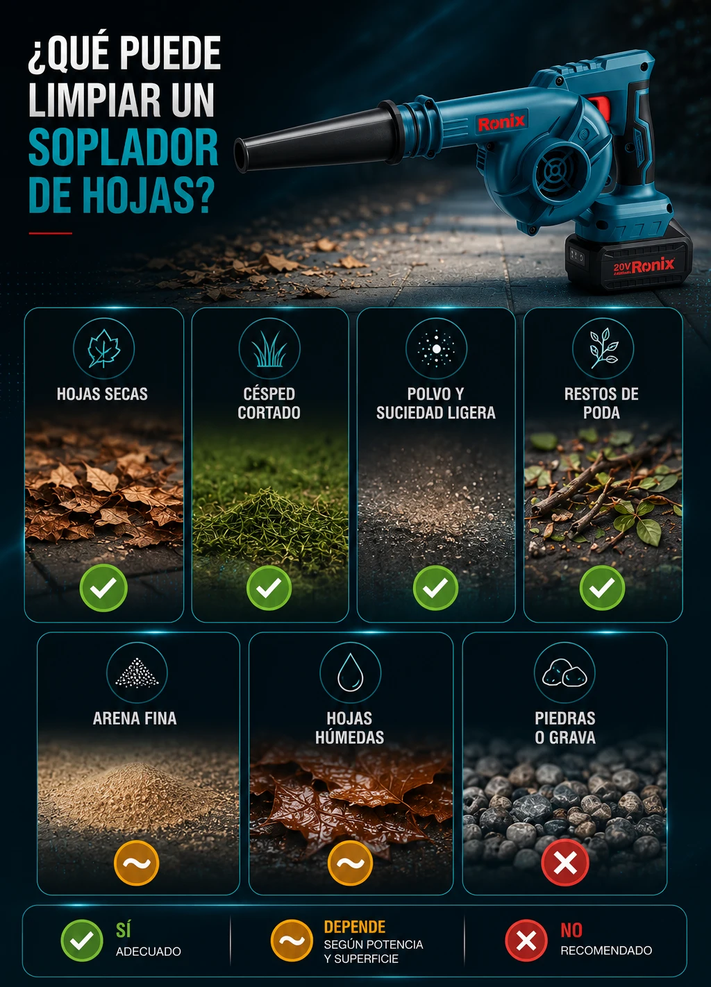 Infografía ¿Qué puede limpiar un soplador de hojas?