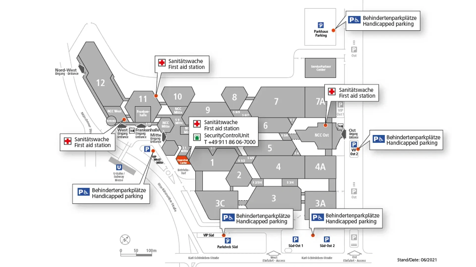 Plano de accesibilidad de NürnbergMesse