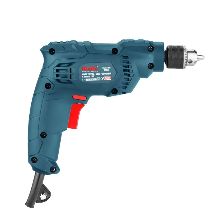 Corded Electric Drill, 400W, 220V, Keyed Chuck-5