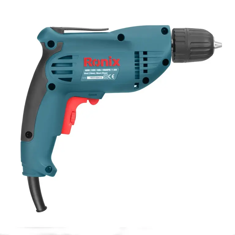 Ronix 2110 electric corded drill side view
