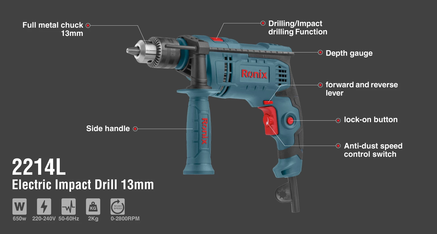 Electric Impact Drill 650W-13mm-keyed	_details