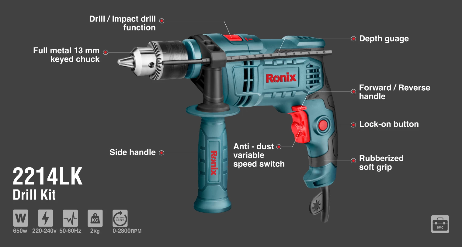 Electric Impact Drill kit 650W-13mm-keyed	_details