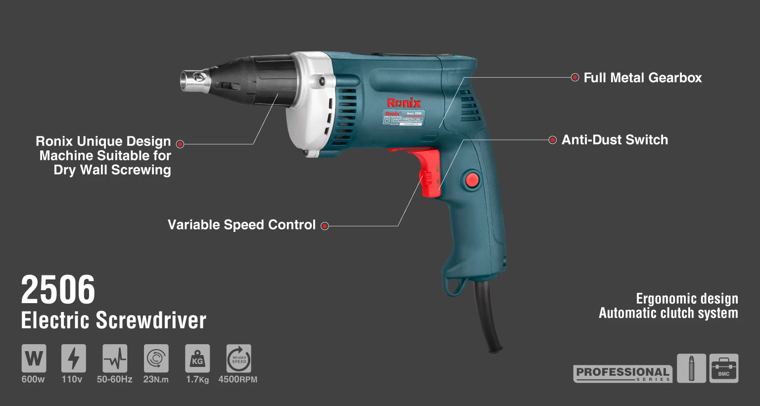 Electric Dry Wall screwdriver 600w _details