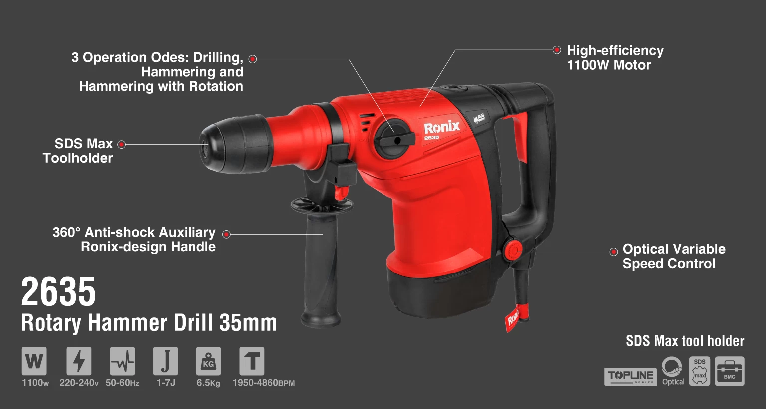 rotary hammer 35mm 1100w sds-max topline model_details