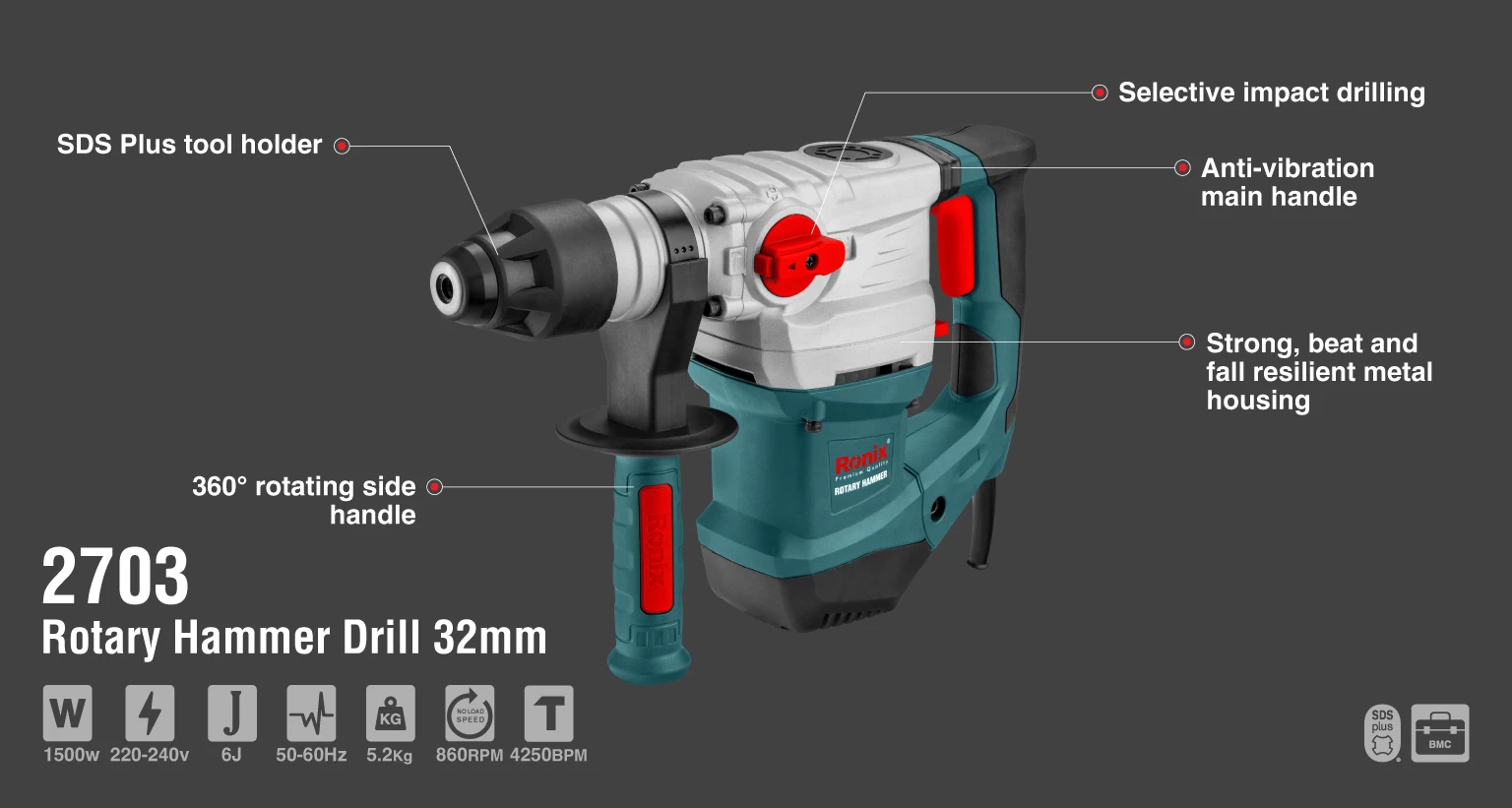 Rotary hammer 1500w-32mm_details