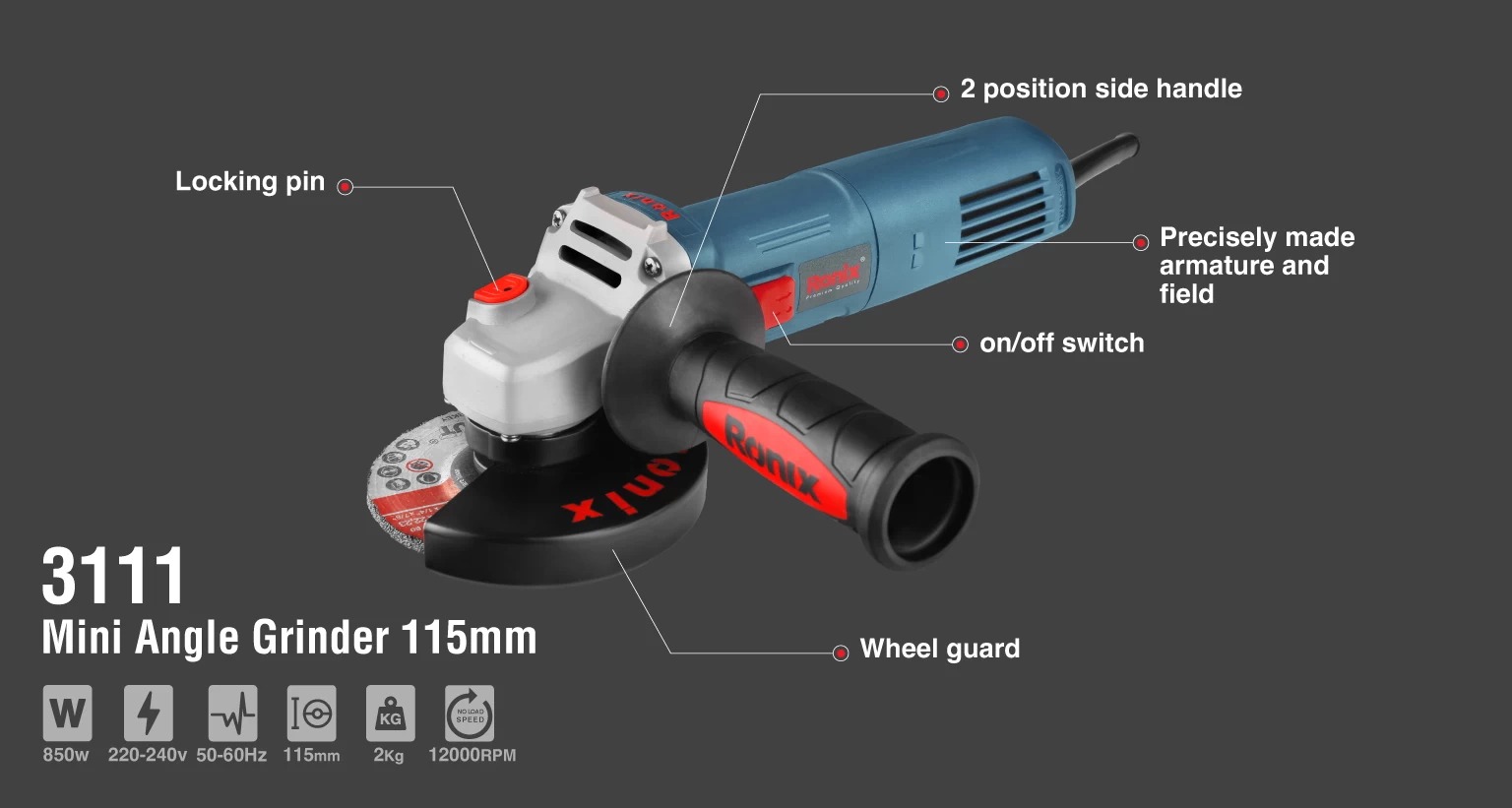Mini Avuç Taşlama - 850W - 115 mm_details