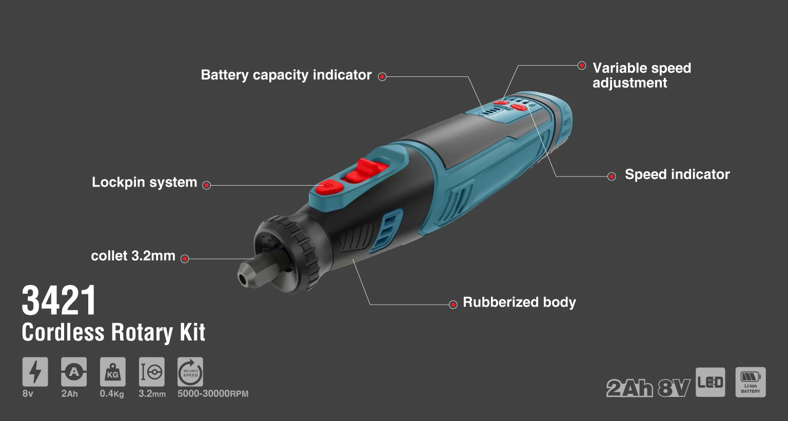 Outil Rotatif Multifonction Sans Fil - 5000-30000 tr/min_details