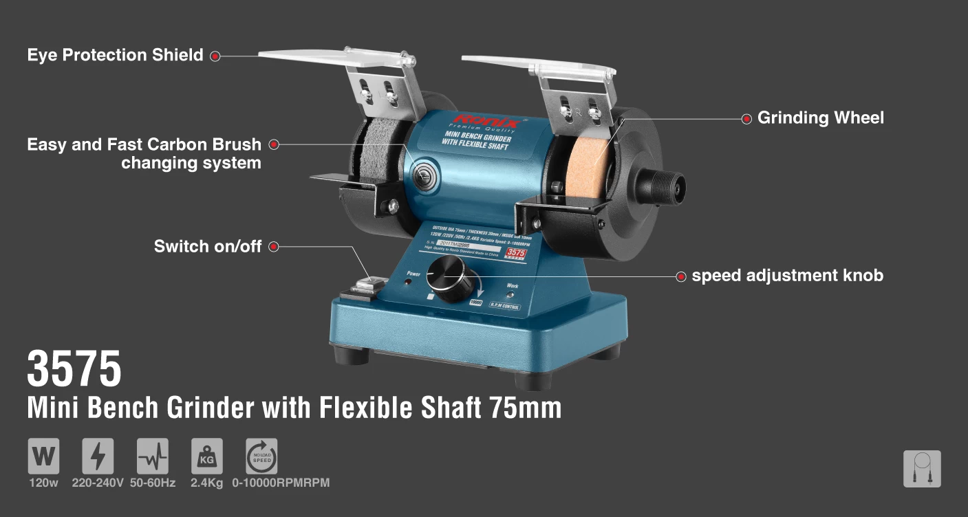 Mini Bench Grinder With Flexible Shaft 120W-75mm_details